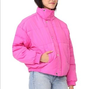 Free People Women's Pink Cold Rush Puffer Coat
